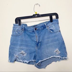 Forever 21 Ripped Light Wash Denim Shorts- Size 14